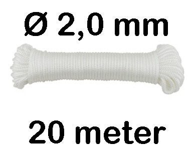Corde en nylon de 20 m de diamètre Ø 2 mm - Couleur blanche, Enlèvement ou Envoi, Neuf