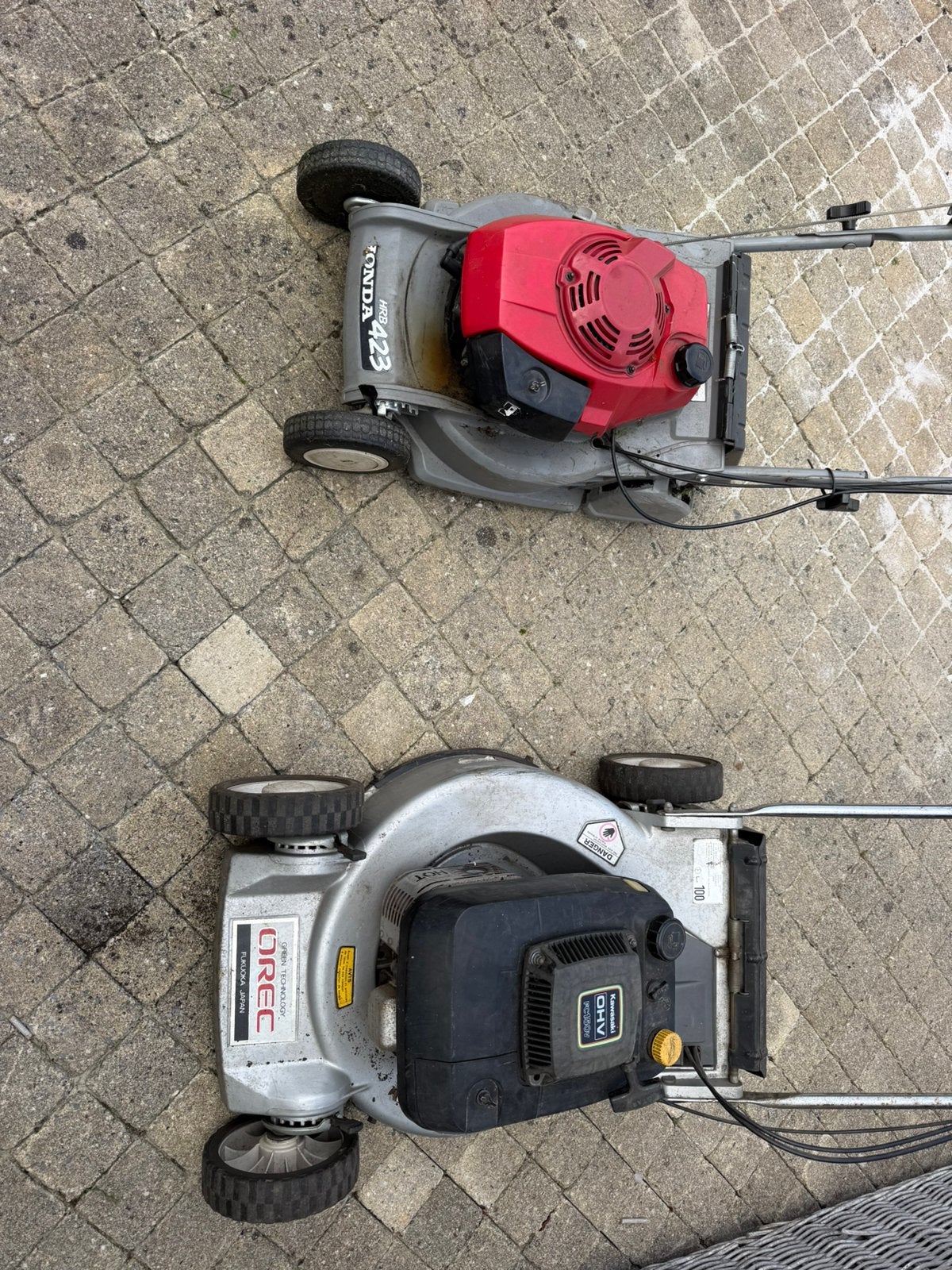 Honda en Orec grasmaaiers lees beschrijving!, Tuin en Terras, Ophalen, Gebruikt, Benzine-grasmaaier, Opvangbak