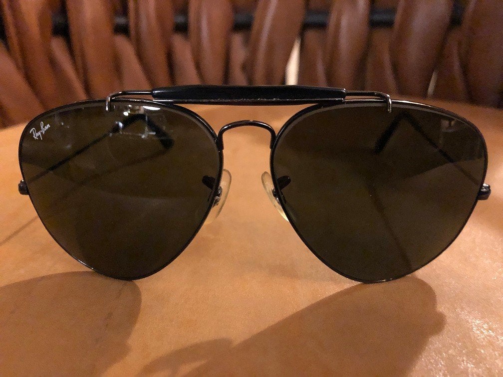 Vintage Ray-Ban Black Outdoorsman Aviator 62mm zonnebril OB1, Enlèvement ou Envoi, Utilisé, Ray-Ban, Lunettes de soleil