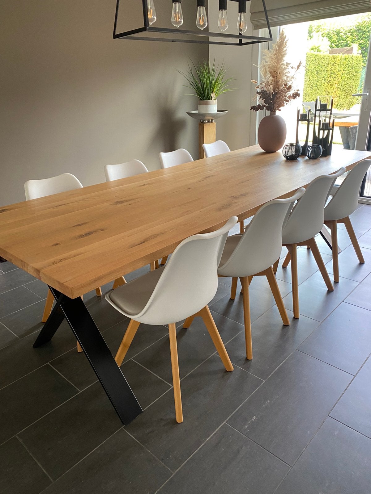 Tafel 2m60 op 1m en 8 stoelen ,beschikbaar vanaf 31 oktober, Huis en Inrichting, Ophalen, Gebruikt, 200 cm of meer, 50 tot 100 cm