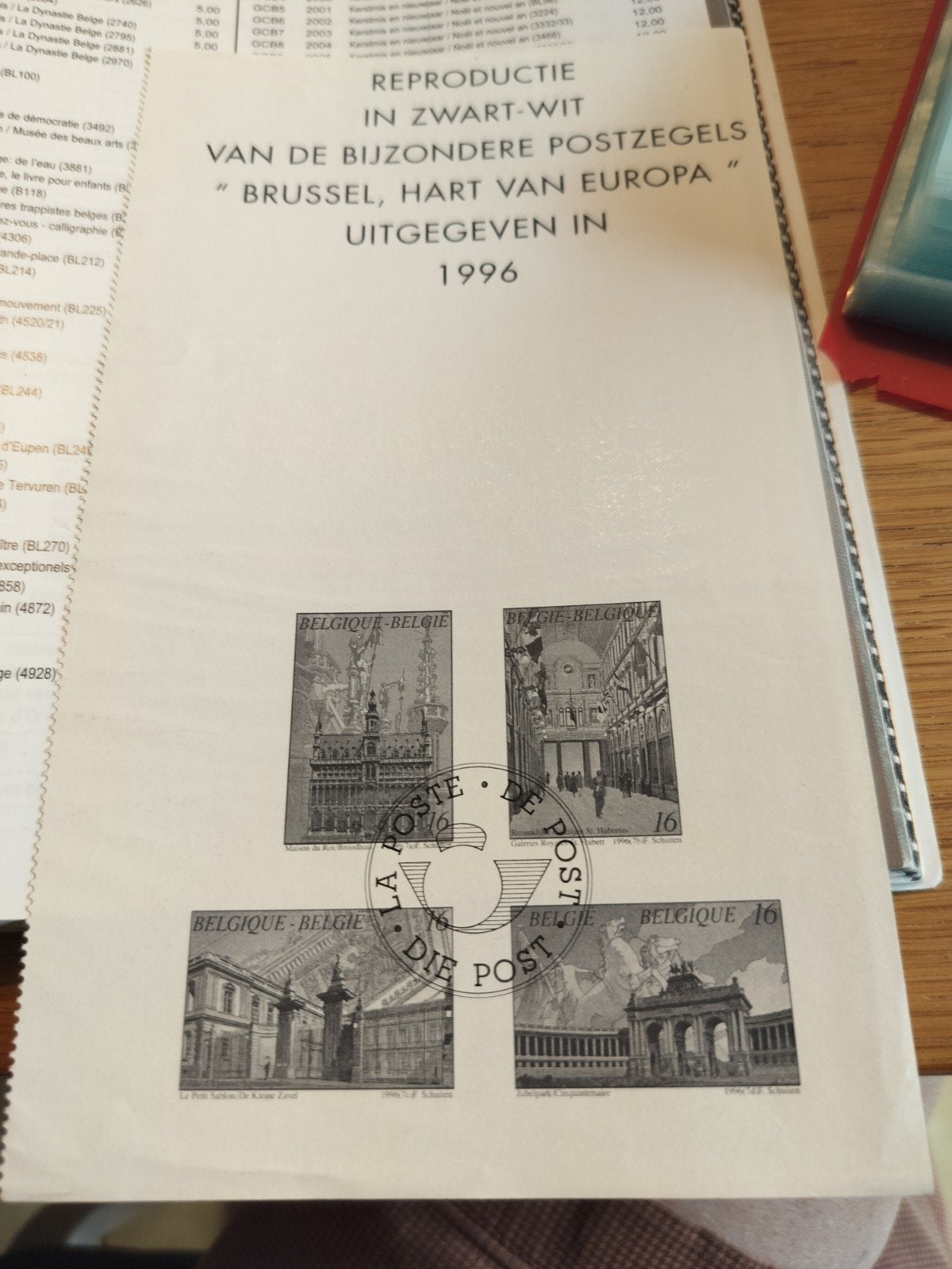 1996 zwart wit velletje ZNP 28 uit postagenda Brussel Europa, Postzegels en Munten, Postzegels | Europa | België, Verzenden, Europa