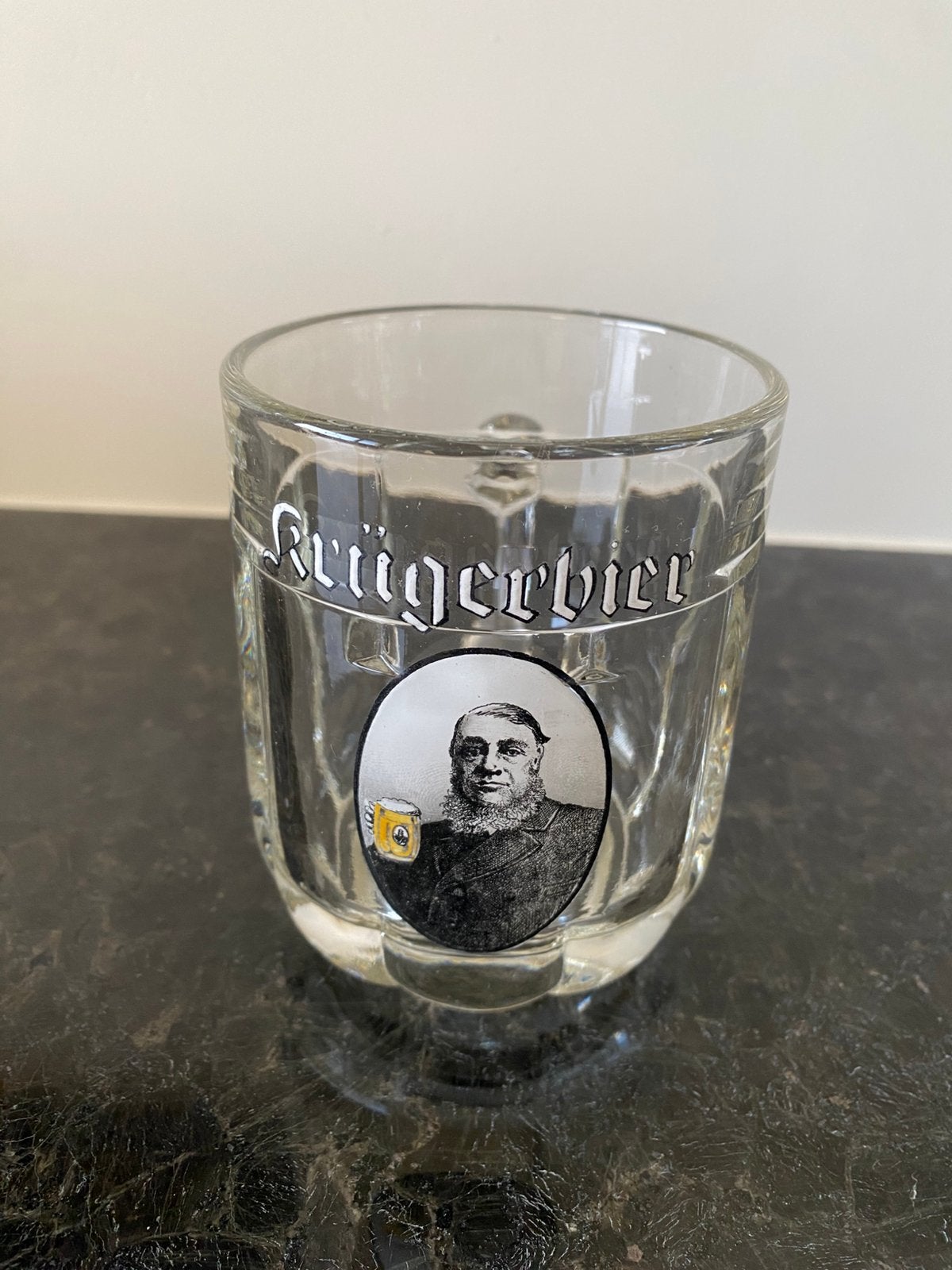 Emaille bierglas Krugerbier Reclame, Verzamelen, Ophalen of Verzenden, Gebruikt
