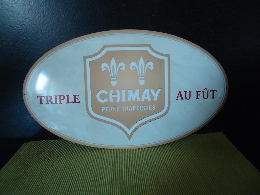 Chimay Triple au fût  ovaal metaalbord, Enlèvement ou Envoi, Neuf, Panneau, Plaque ou Plaquette publicitaire, Autres marques