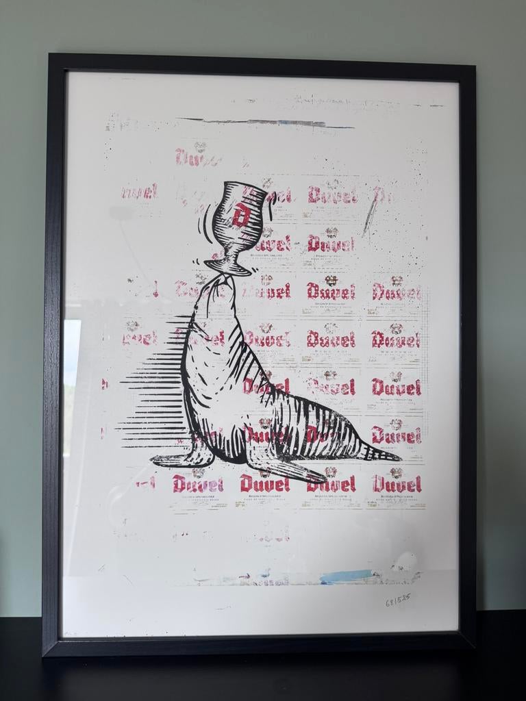 Duvel litho zeefdruk - perfecte staat, Antiek en Kunst, Ophalen