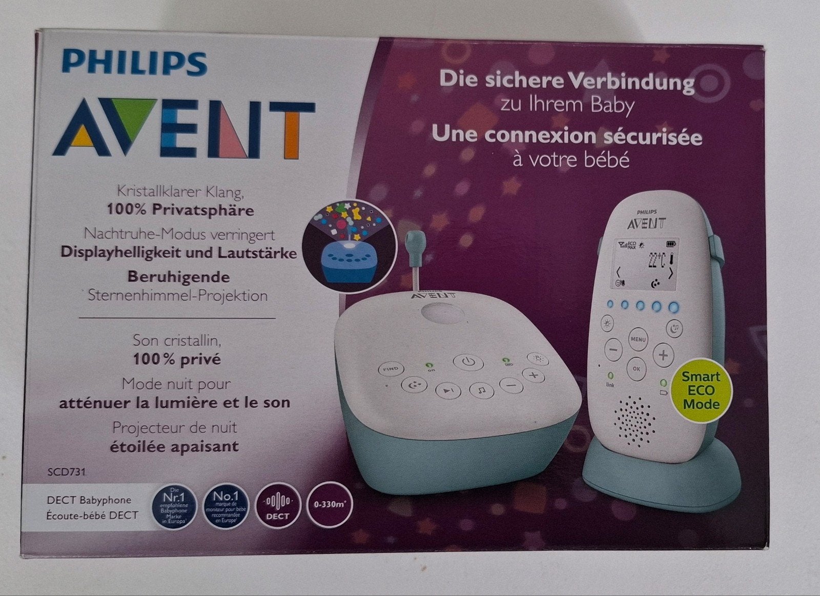 Philips Avent Babyfoon SCD731, Kinderen en Baby's, Babyfoons, Ophalen, Nieuw, 250 meter of meer, Digitaal