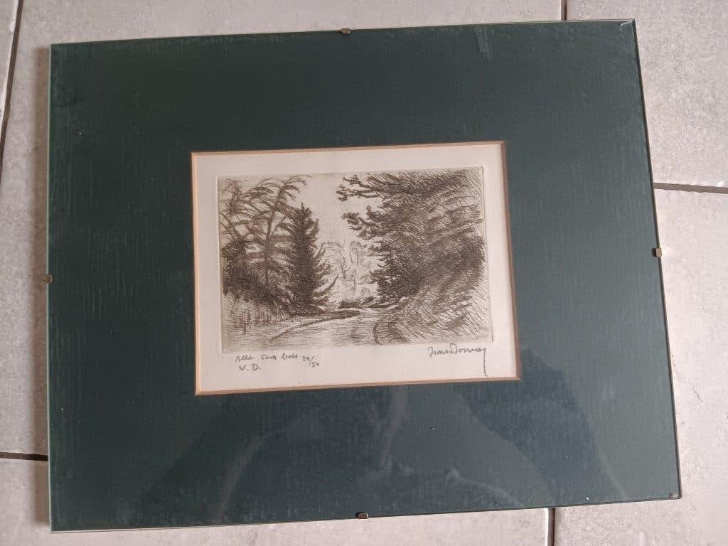 eau forte signee jean donnay, Antiquités & Art, Art | Eaux-fortes & Gravures, Enlèvement ou Envoi, Encadré