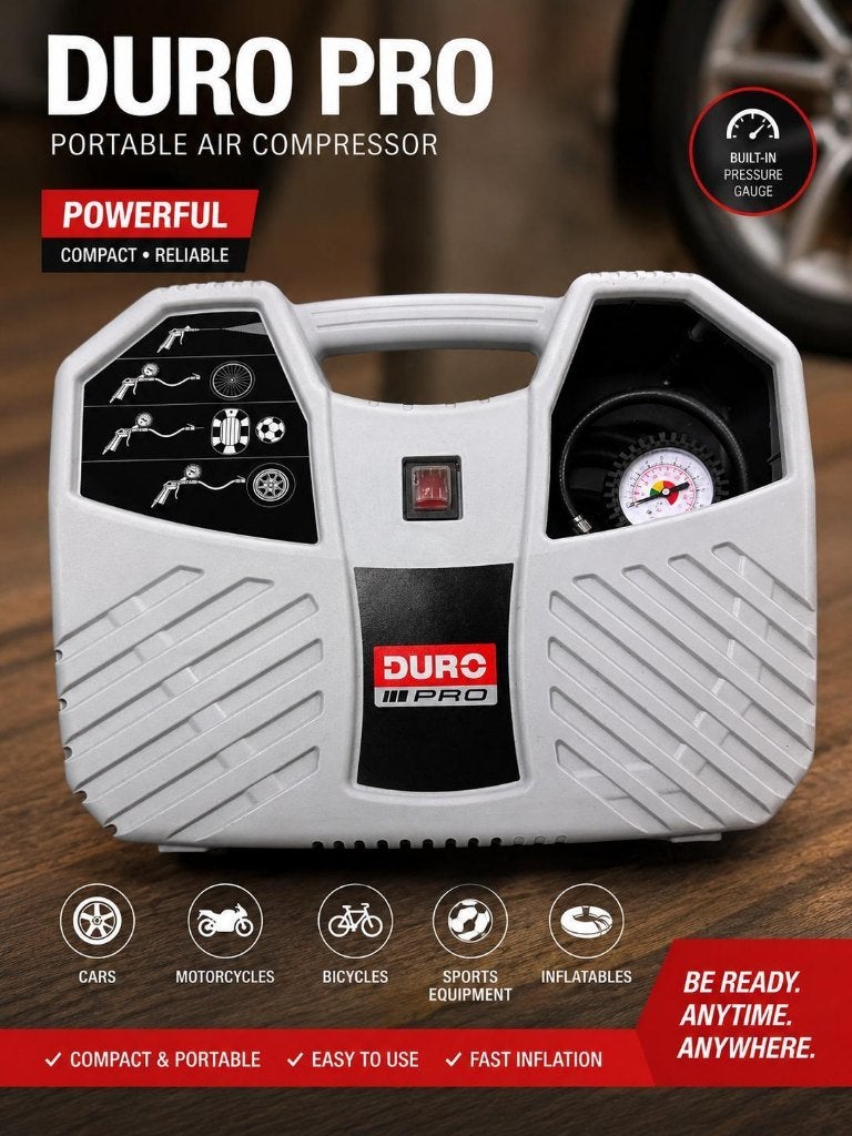 DURO PRO D-AC 190 Compressor 1100W – Compleet, Ophalen, 6 tot 10 bar, Zo goed als nieuw, Minder dan 200 liter/min