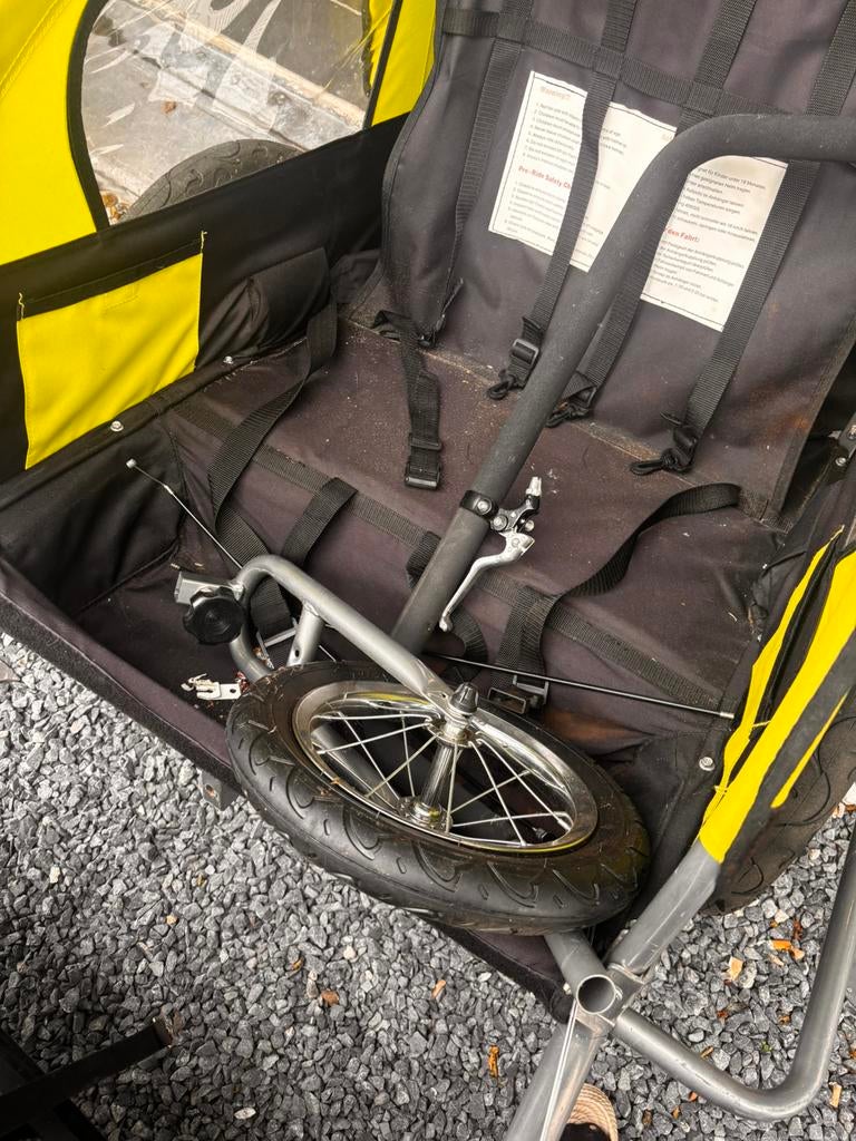 Te koop: Fietskar / Kinderaanhanger voor fiets – 2 kinderen, Vélos & Vélomoteurs, Accessoires vélo | Remorques, Comme neuf, Enlèvement