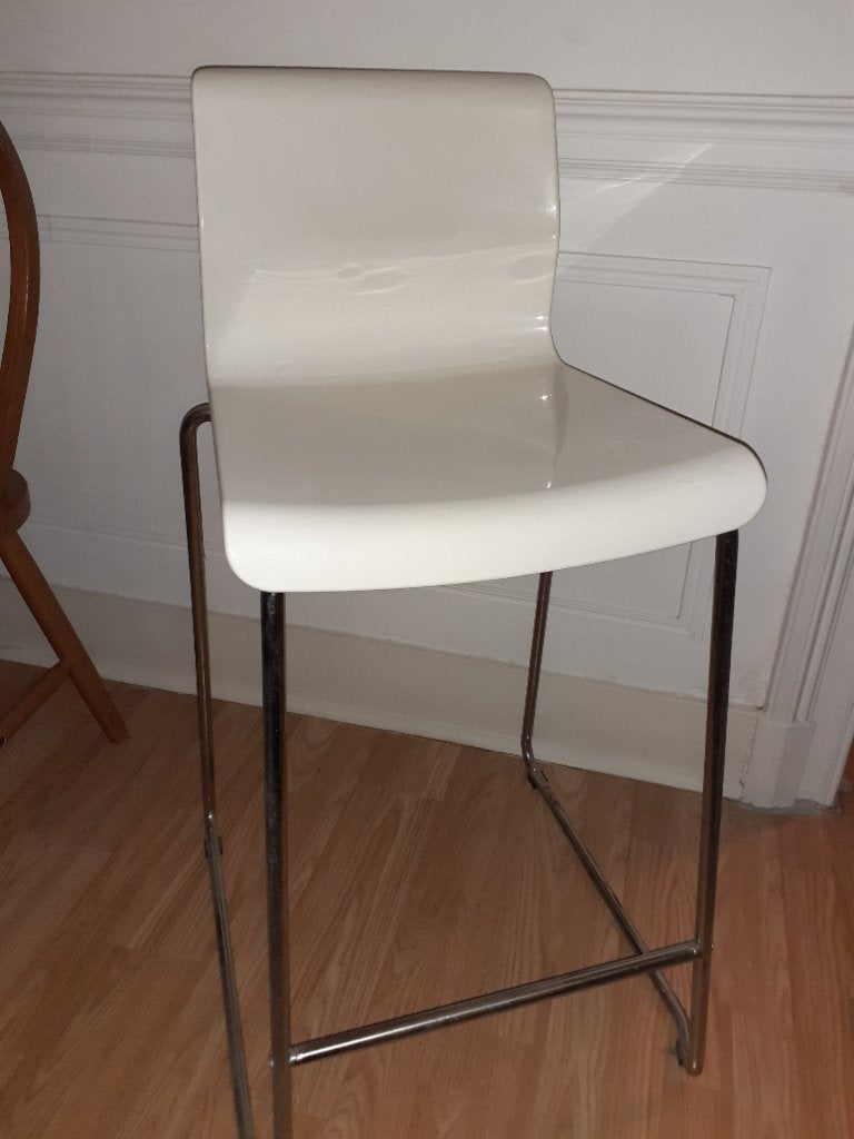 Uccle : Tabouret Ikea Glenn, blanc et chrome, Enlèvement, Utilisé, Plastique