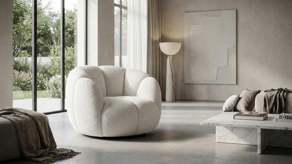Neuf  -29% Promotion Sublime Fauteuil Pivotant Douceur Beige, Luxe, Haut de gamme, Enlèvement ou Envoi, Tissus, 75 à 100 cm