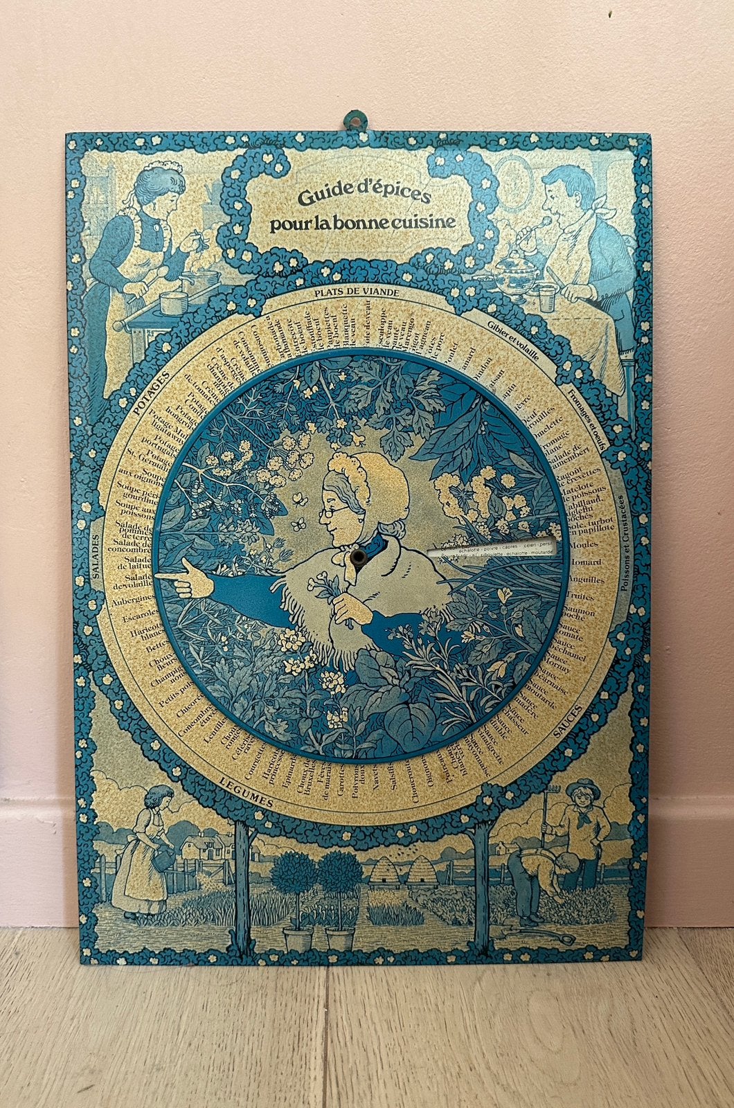 Metalen plakkaat kruidenwijzer - guide d’epices, Huis en Inrichting, Woonaccessoires | Wanddecoraties, Vintage, Ophalen, Zo goed als nieuw