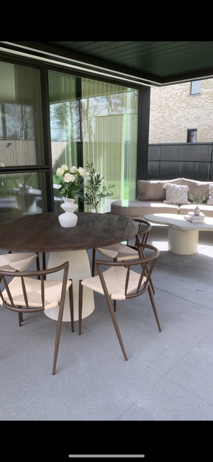 Ovale binnen of buitentafel + 6 stoelen, Enlèvement, Comme neuf