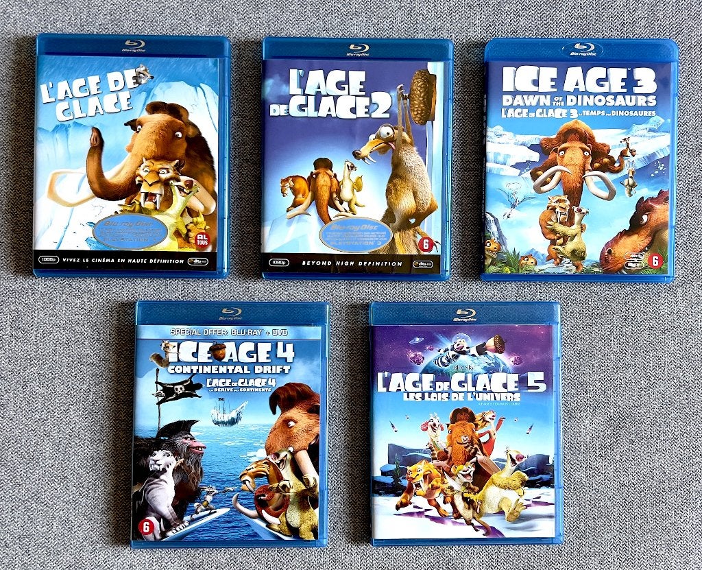 L' ÂGE DE GLACE - 1 + 2 + 3 + 4 + 5 ((6 Disques) Comme NEUFS, CD & DVD, Blu-ray, À partir de 6 ans, Français, Enlèvement ou Envoi
