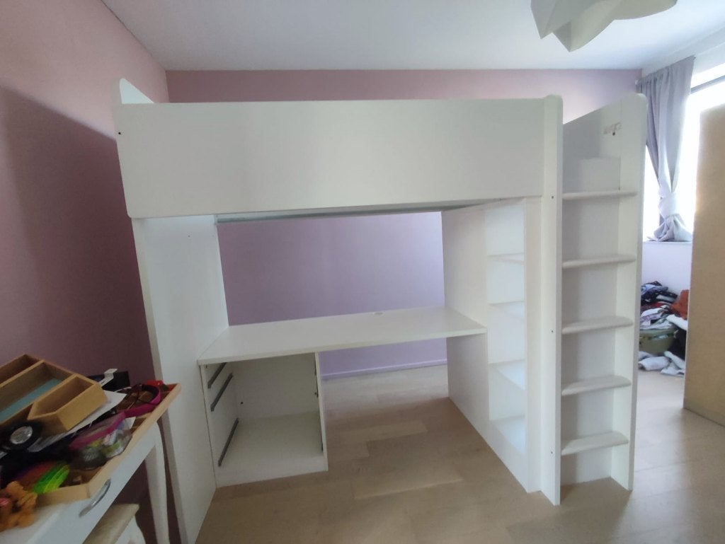 Ikea SMASTAD Lit (90x200cm) bureau, + armoire, Enfants & Bébés, Chambre d'enfant | Lits, Enlèvement, Utilisé, 180 cm ou plus, 85 à 100 cm