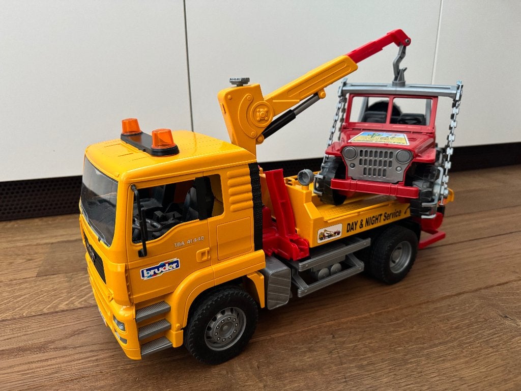 Bruder Day and Night Service Truck met SUV Man 02750, Kinderen en Baby's, Ophalen, Gebruikt