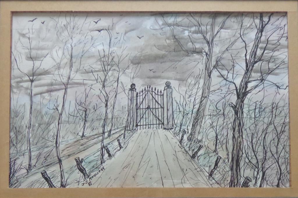JEAN-JACQUES ROUSSEAU / KASTEELPOORT ORIGINEEL 31x41cm KADER, Enlèvement ou Envoi