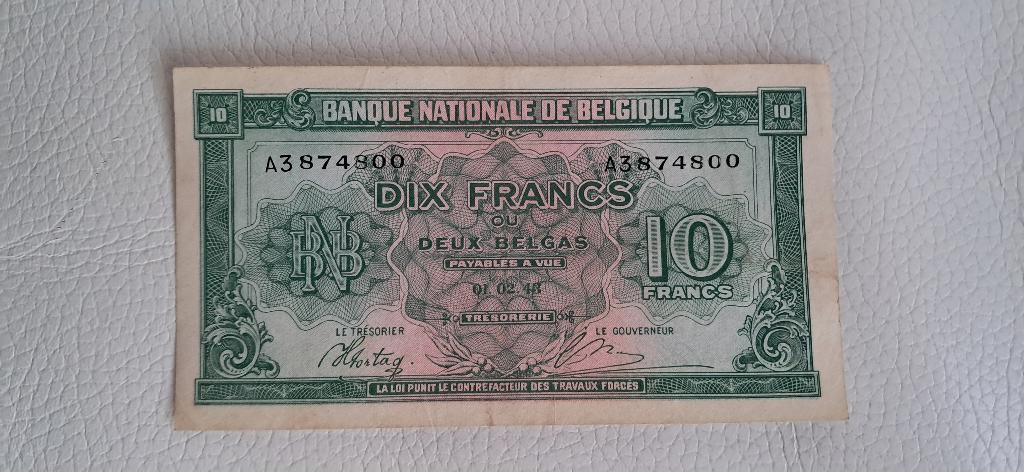 10 frank 1943 - Zeer Fraai, Postzegels en Munten, Verzenden, Los biljet