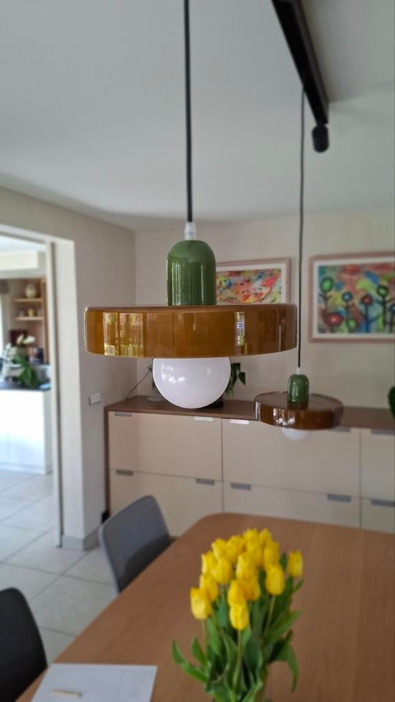 Bauhaus vintage look hanglamp 1 stuk., Enlèvement, Neuf, Verre, Vintage
