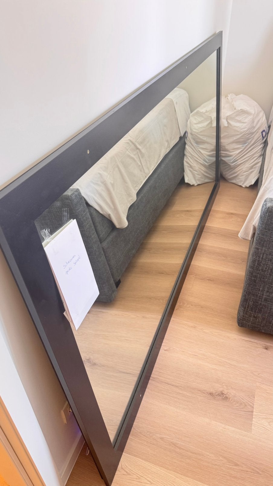 Spiegel zwart mat rechtstaand hangen of in de breedte, Huis en Inrichting, Ophalen, 200 cm of meer, Nieuw, 125 cm of meer