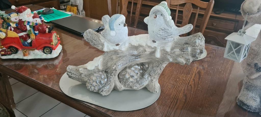 Zeer mooie kerststuk boomstronk met vogeltjes, Ophalen of Verzenden, Zo goed als nieuw