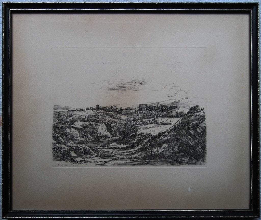 1842 JEAN CLAUDE CHARMIER " CLAUDIUS " LYON PAYSAGE VALLONNE, Antiquités & Art, Enlèvement, Daté, Paysage