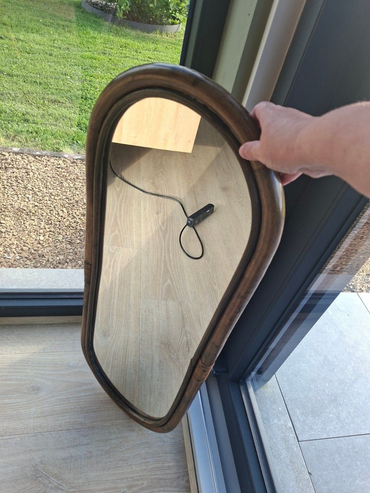 Grand miroir en bambou. VINTAGE.  Années 60,70, Enlèvement