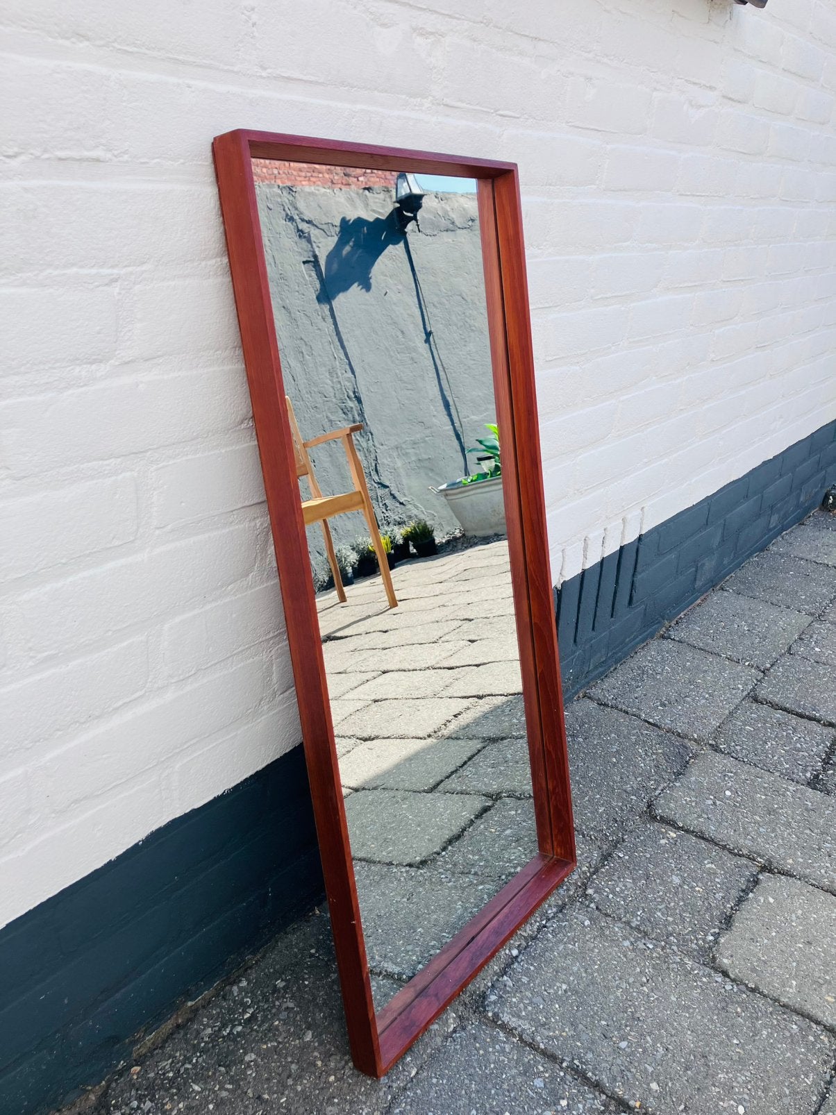 Mooie Vintage teakhouten spiegel, Ophalen, Minder dan 50 cm, Zo goed als nieuw, Minder dan 100 cm
