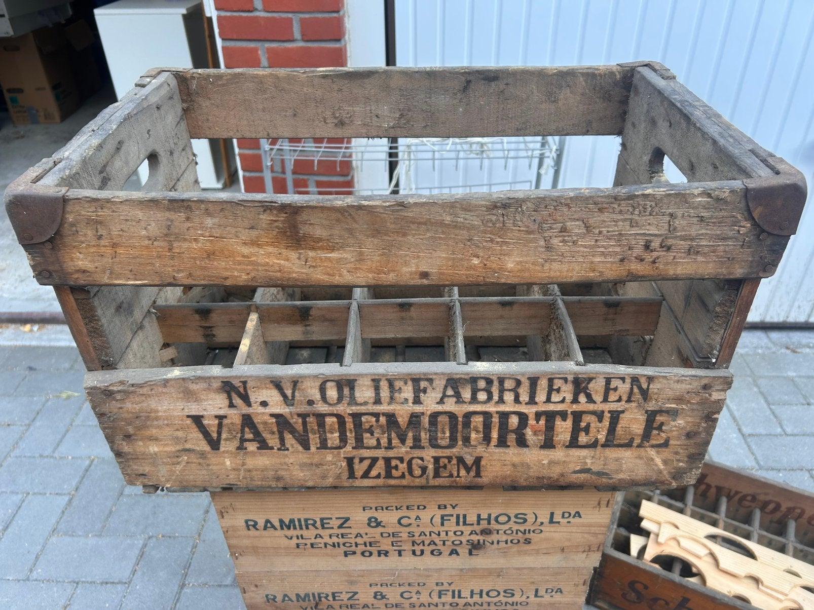 Auth caisse à bouteilles vintage bois Vandemoortele Izegem, Enlèvement, Comme neuf, Emballage