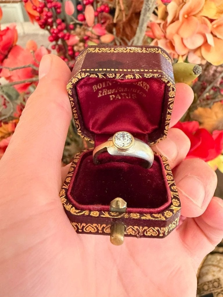 Prachtige ArtDeco Zilveren en Gouden Ring – Gold Filled, Ophalen of Verzenden, Zo goed als nieuw, Dame of Heer, Grijs