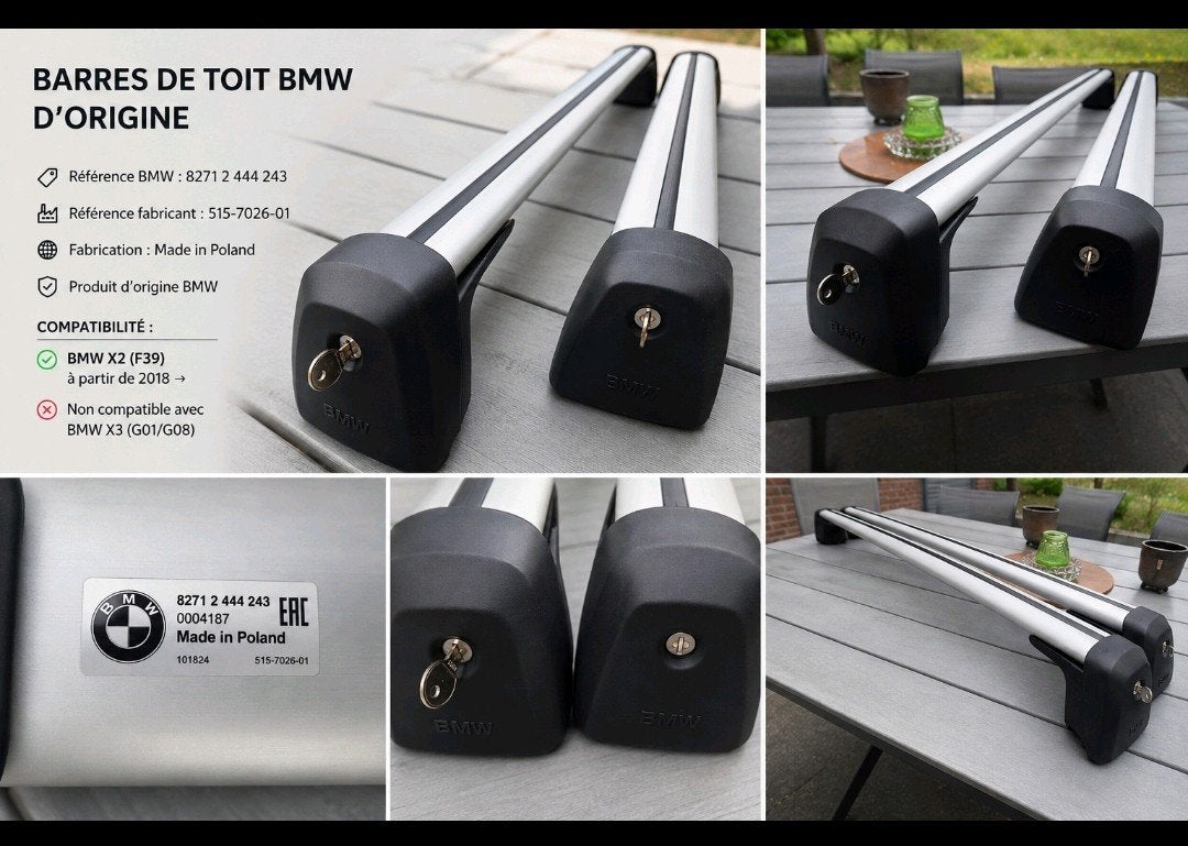 Barres de toit BMW X2 D'origine, AVEC FACTURE, Autos : Divers, Porte-bagages, Enlèvement ou Envoi, Comme neuf