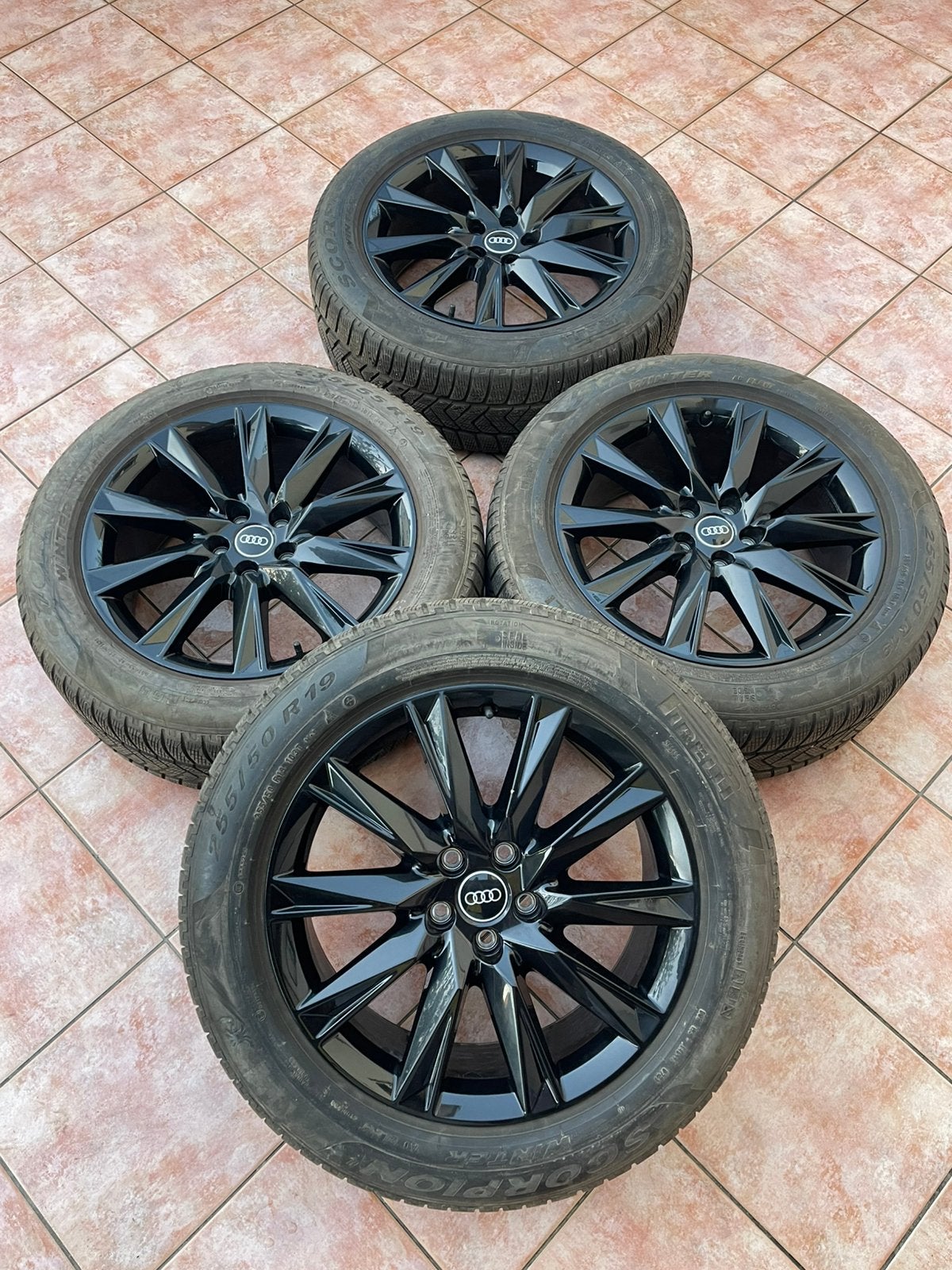 4 jantes aluminium + 4 pneus Pirelli, Ophalen, 19 inch, Band(en)