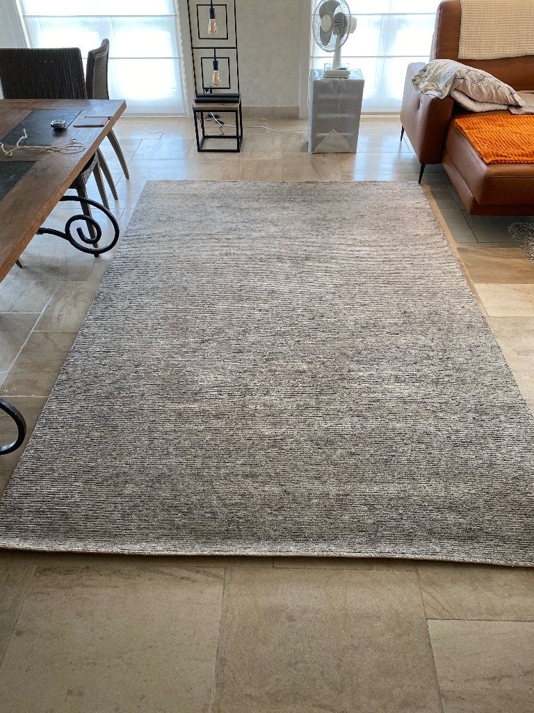 HANDGEMAAKT BEIGE INDISCH TAPIJT, Ophalen, Indisch,modern, Beige, 200 cm of meer