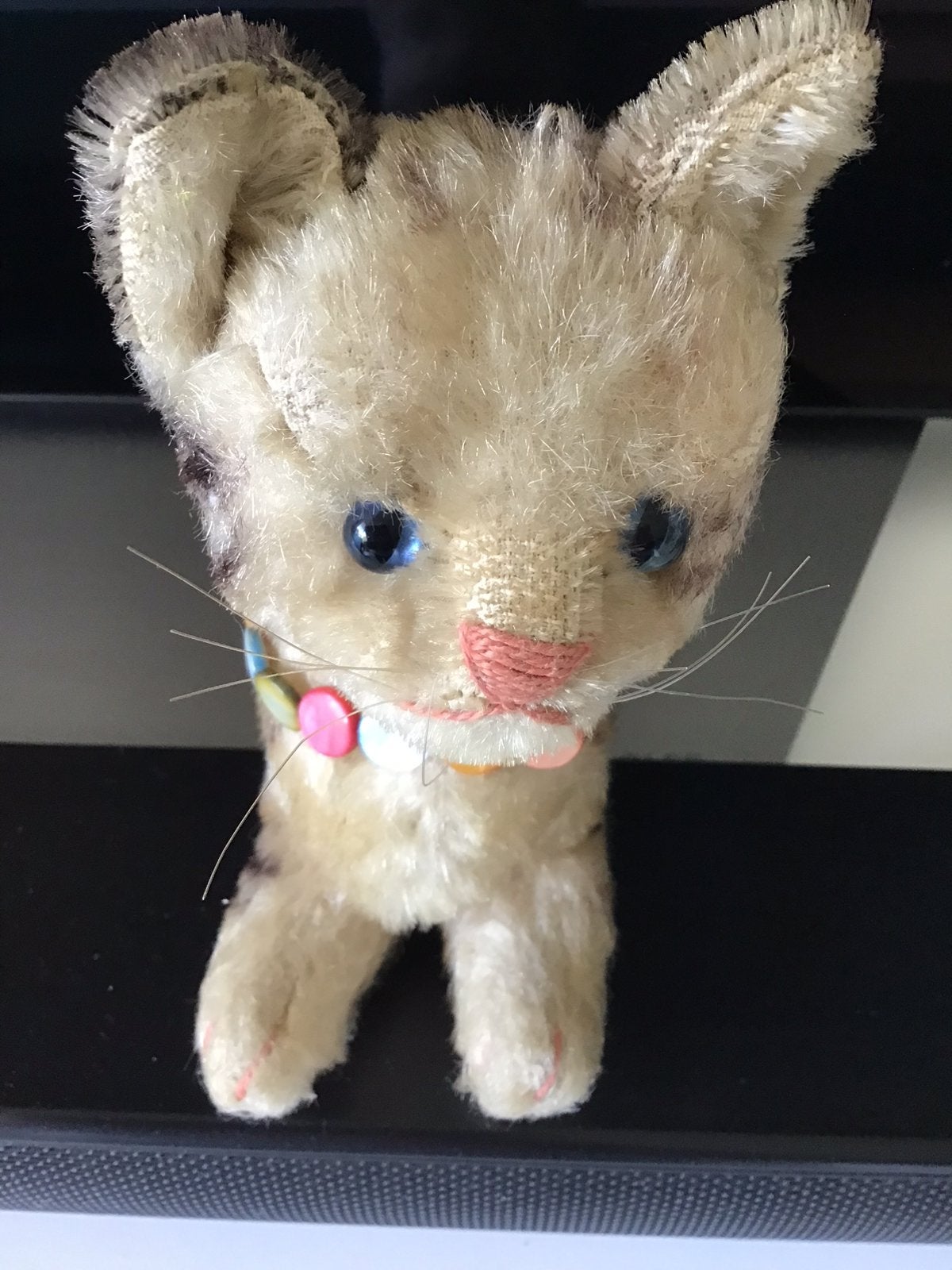 Chat Steiff vintage original 50 -60 boutons dans l'oreille, Antiquités & Art, Enlèvement ou Envoi