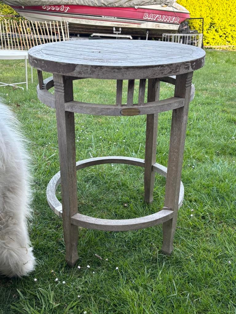 Rond houten teak tuin tafel, Tuin en Terras, Ophalen, Zo goed als nieuw, Rond