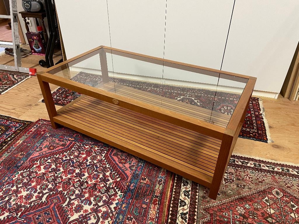 Table basse Courbaril (bois exotique) avec plateau en verre, Maison & Meubles, Tables | Tables de salon, 100 à 150 cm, Enlèvement