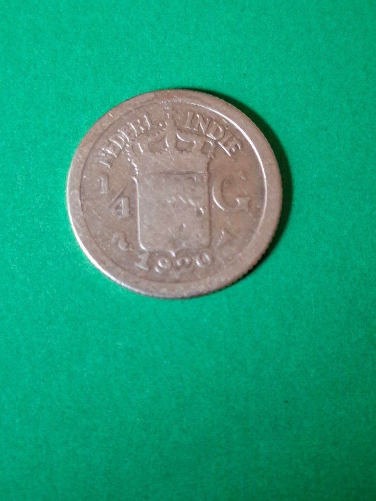 1920 Nederlands Indië 25 cent in zilver Wilhelmina, Verzenden, Zuidoost-Azië, Losse munt, Zilver
