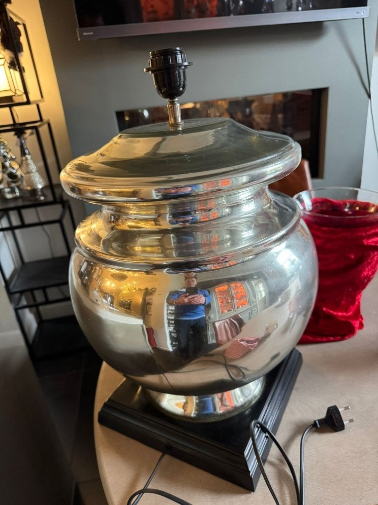 TAFELLAMP verzilverd glas XXL - 65% KORTING FLAMANT, Overige stijlen, Ophalen of Verzenden, Zo goed als nieuw, Glas