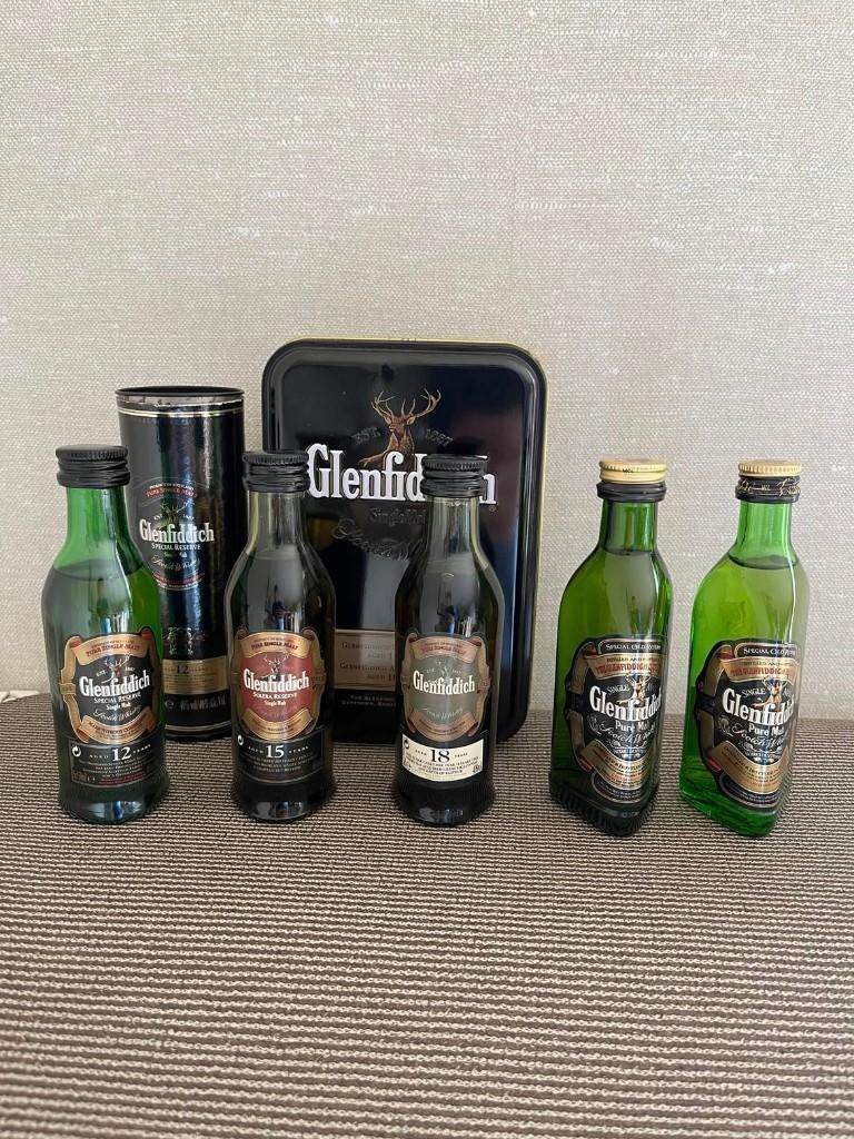 Glenfiddich 5 miniaturen, Verzamelen, Wijnen, Ophalen, Overige gebieden, Overige typen, Nieuw