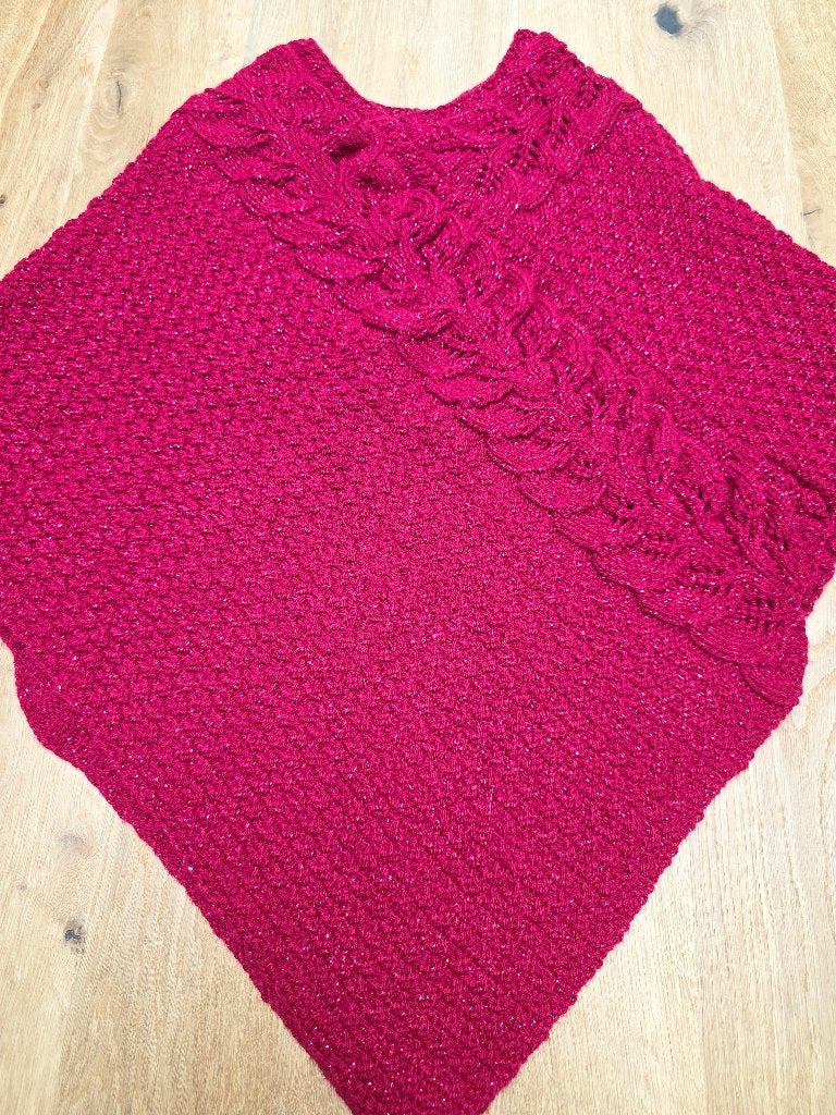 Rode poncho met glitter, Kleding | Dames, Ophalen of Verzenden, Zo goed als nieuw, Rood