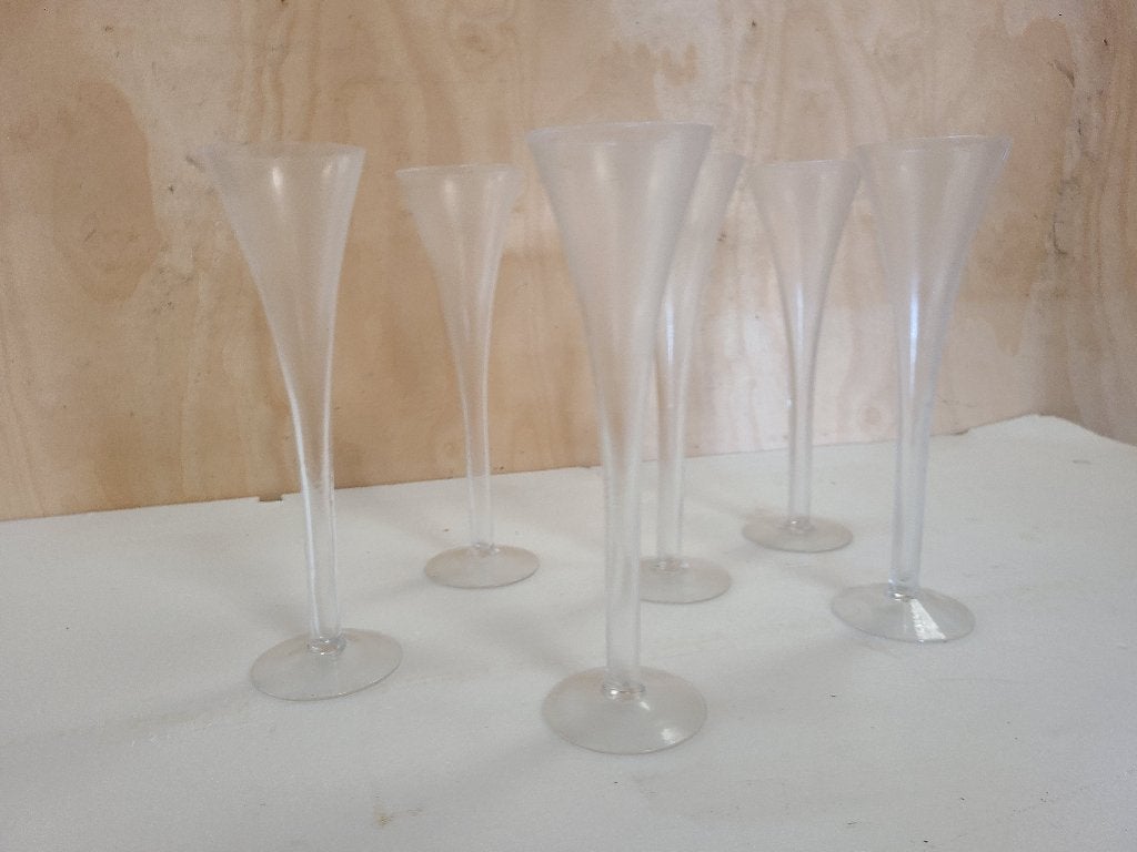 6 champagneglazen, Huis en Inrichting, Ophalen of Verzenden, Zo goed als nieuw, Glas, Glas of Glazen