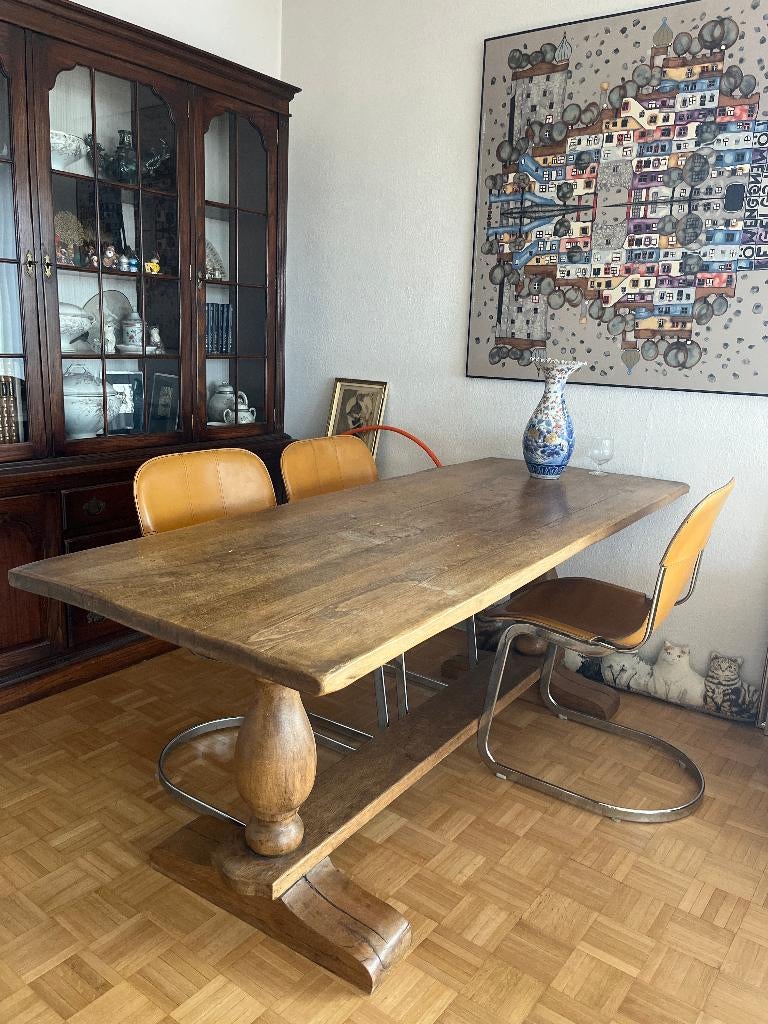 Table en chêne massif – style campagne, Maison & Meubles, Tables | Tables à manger, 150 à 200 cm, Cinq personnes ou plus, Enlèvement