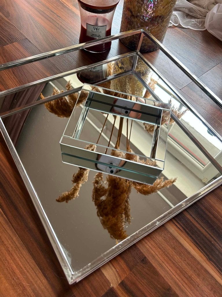 Plateau miroir décoratif, Maison & Meubles, Plateau, Carré, Enlèvement, Utilisé