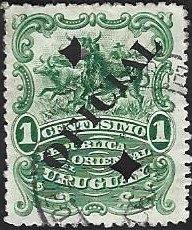1 Postzegel Uruguay 1905 Runderen met opdruk OFICIAL, Enlèvement ou Envoi, Affranchi, Amérique du Sud
