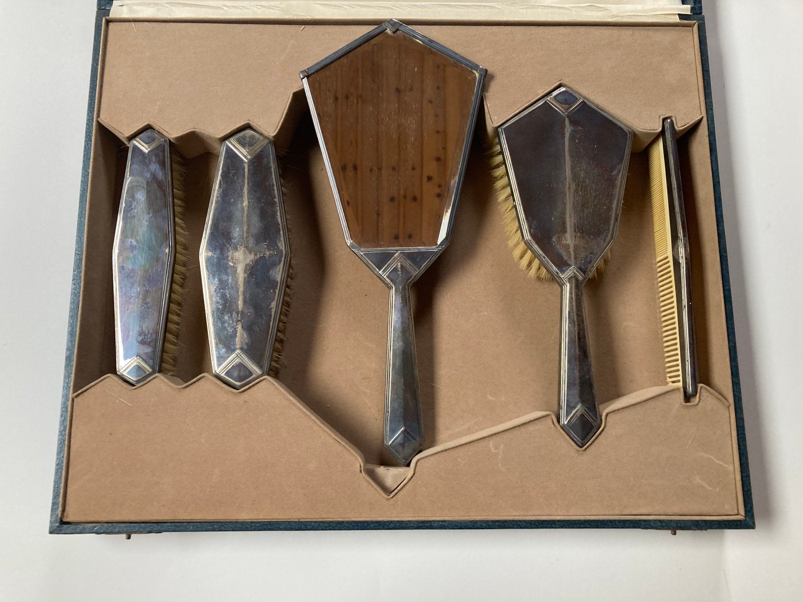Art Deco zilveren kaptafelset ong. 1920, Antiek en Kunst, Ophalen of Verzenden