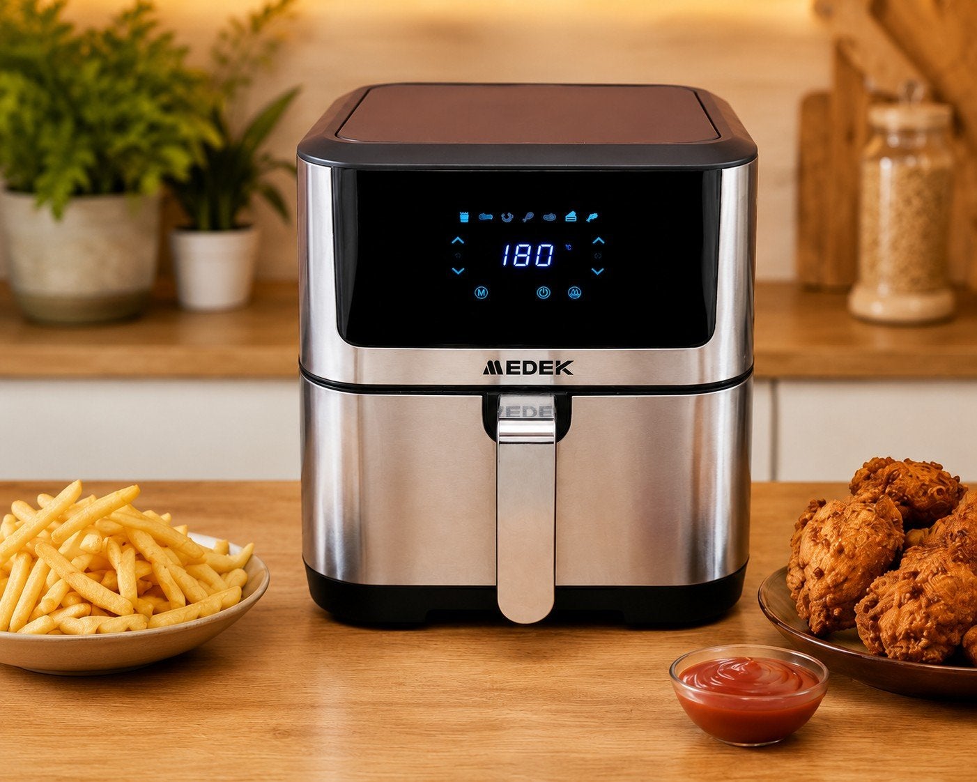 MEDEK Airfryer 8L – Digitale Heteluchtfriteuse – Als Nieuw, Electroménager, Enlèvement, Reconditionné, Friteuse à air, 1500 grammes ou plus