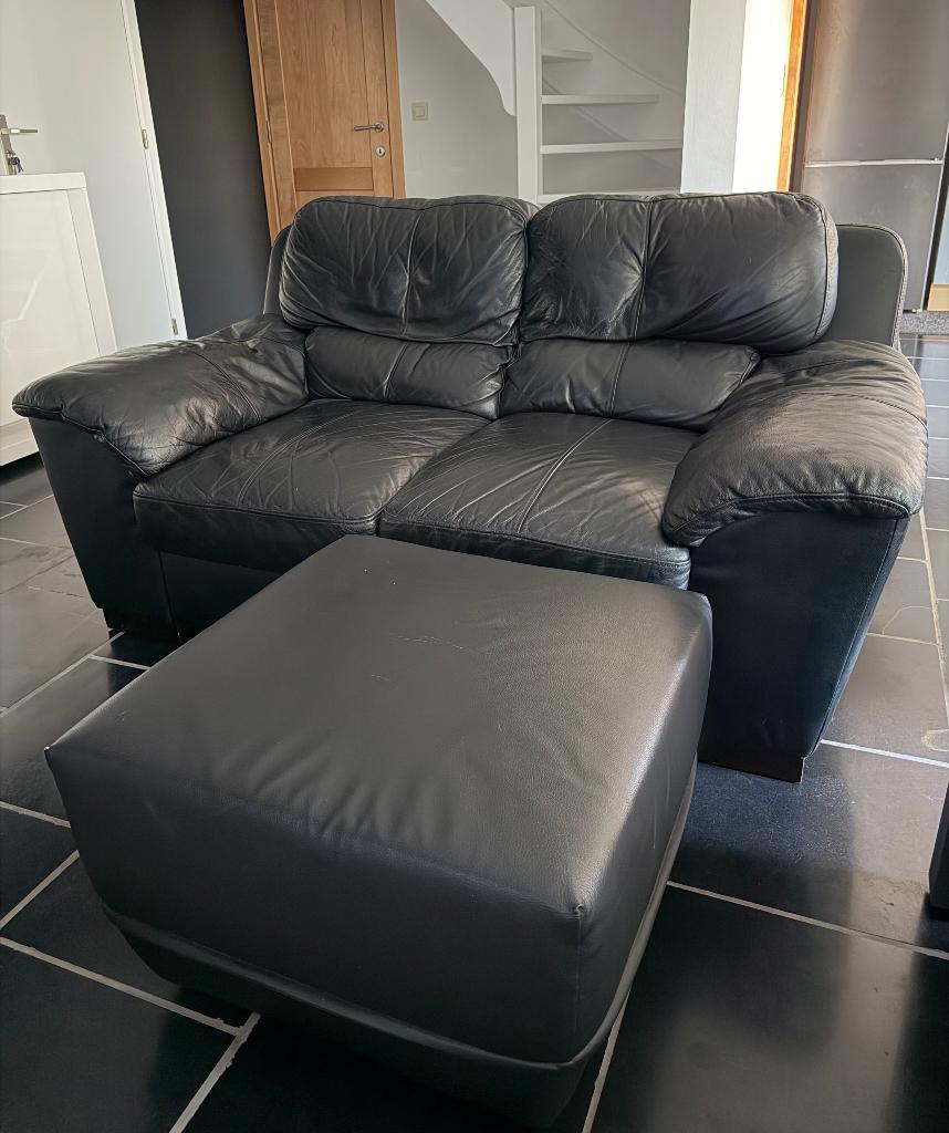 Zetel tweezit met poef (gratis), Ophalen, Gebruikt, 150 tot 200 cm, Tweepersoons