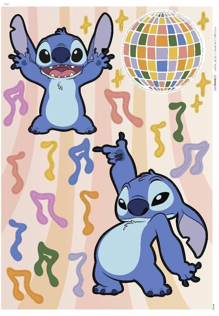 Stitch Muursticker Music 50x70 cm - Disney, Verzenden, Nieuw, Wanddecoratie