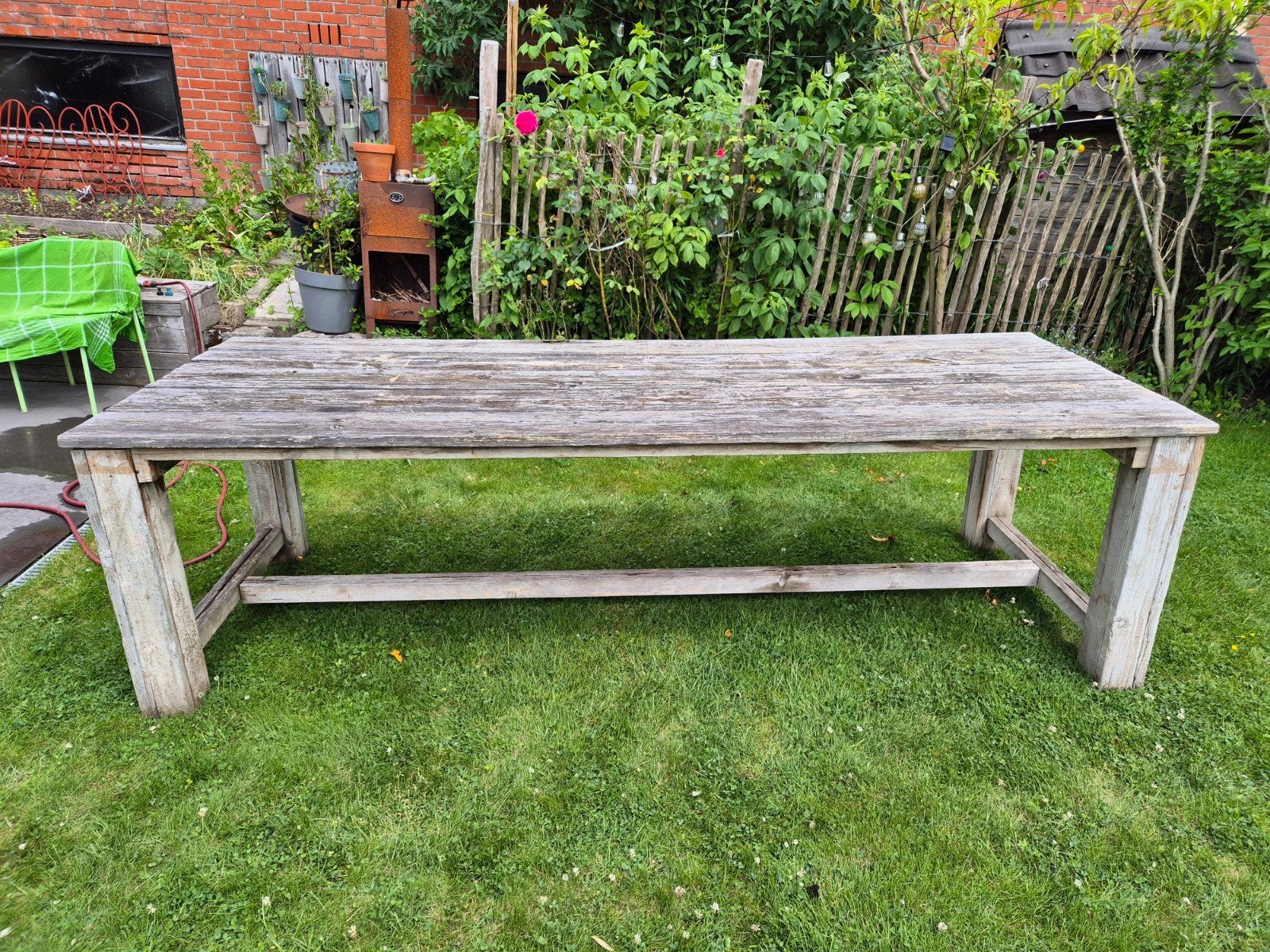 Lange tuintafel steigerhout, Tuin en Terras, Ophalen