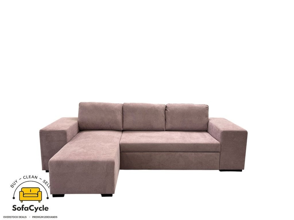 Fauteuil d'angle en tissu rose avec fonction couchage, Neuf, Enlèvement ou Envoi, SofaCycle VOF, Info@sofacycle.be