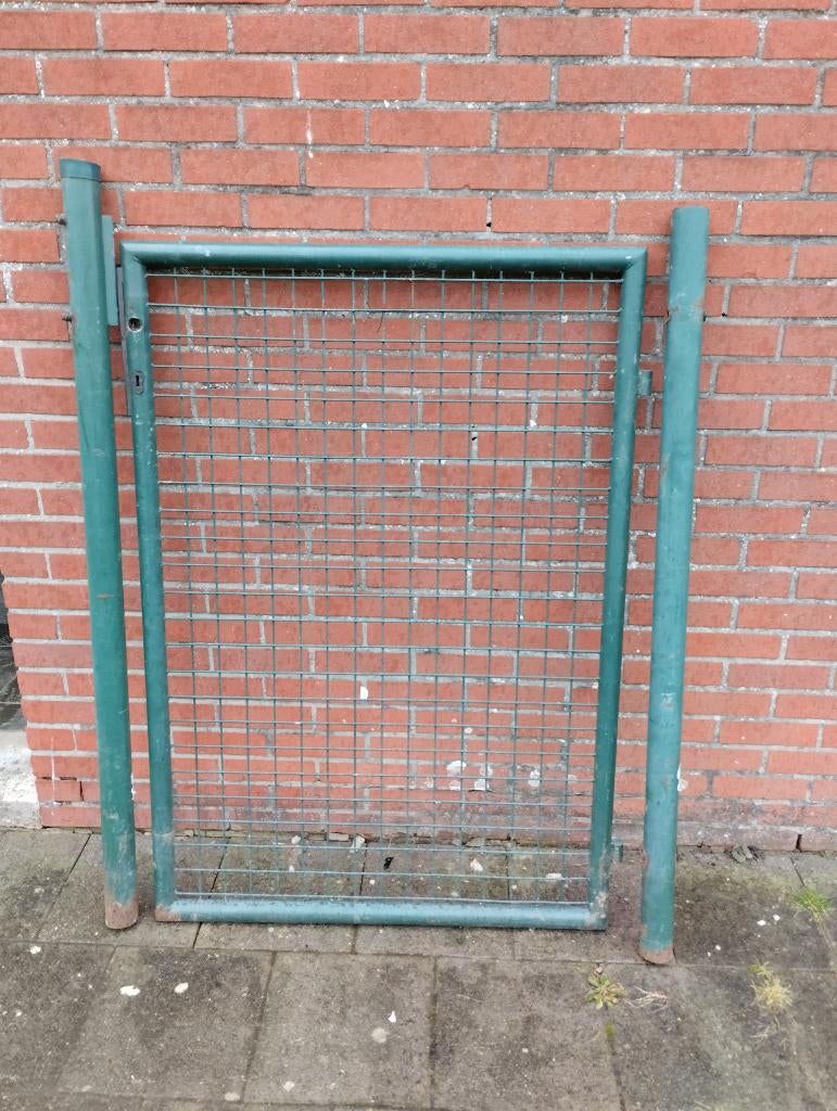 hek poort H 120-Br 90 groen, Tuin en Terras, Tuinhekken en Hekwerk, Ophalen, Gebruikt, IJzer, Tuinhek
